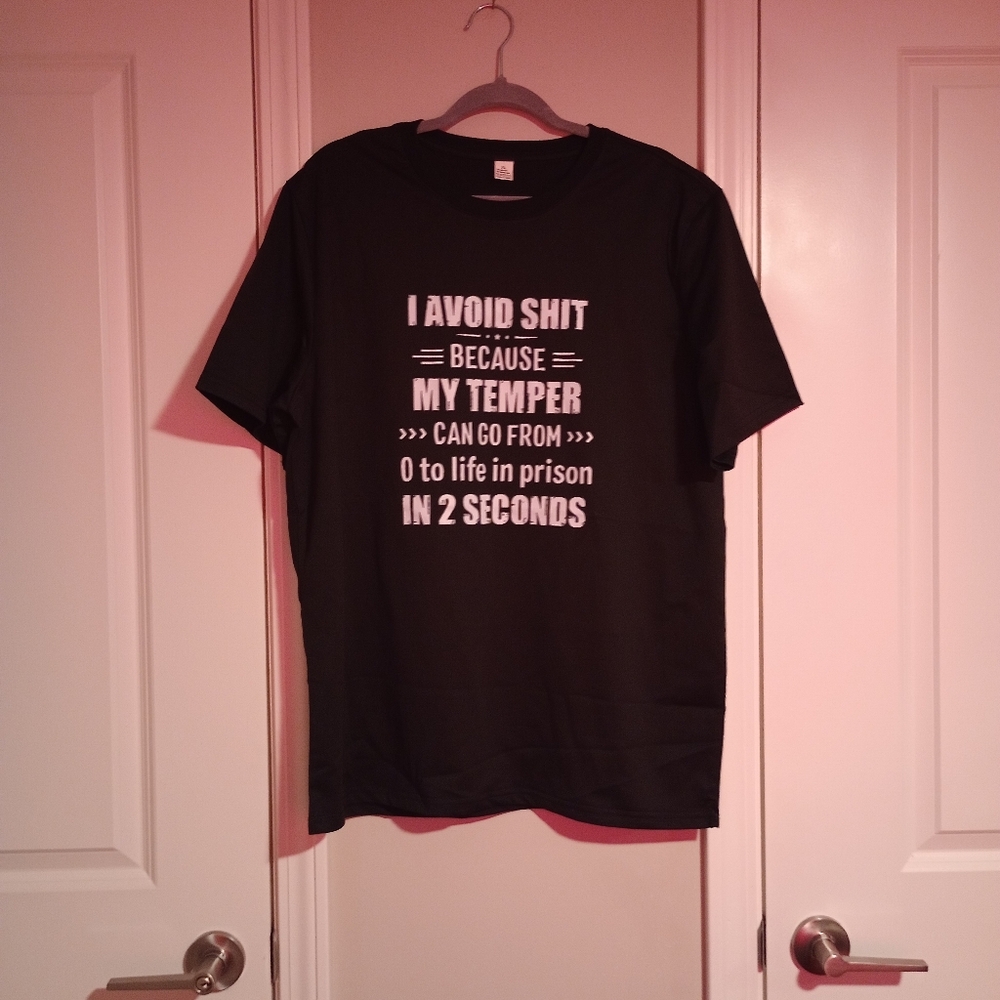 New Men's Black XL Print TShirt with Humorous Saying